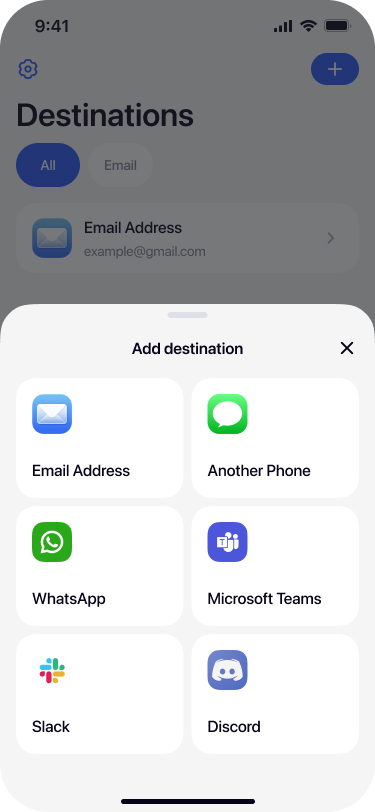 Selecting WhatsApp as SMS forwarding destination in Re:Text iPhone app